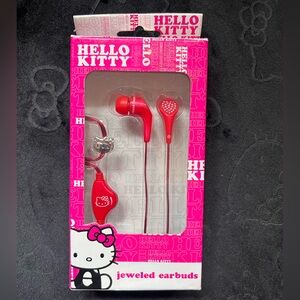 hello kitty red rhinestone jeweled earbuds